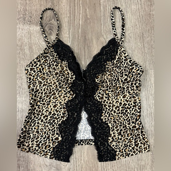 Zara Leopard Print Lace Trim Cami | Size Small | Y2K Night Out Top - Picture 2 of 3